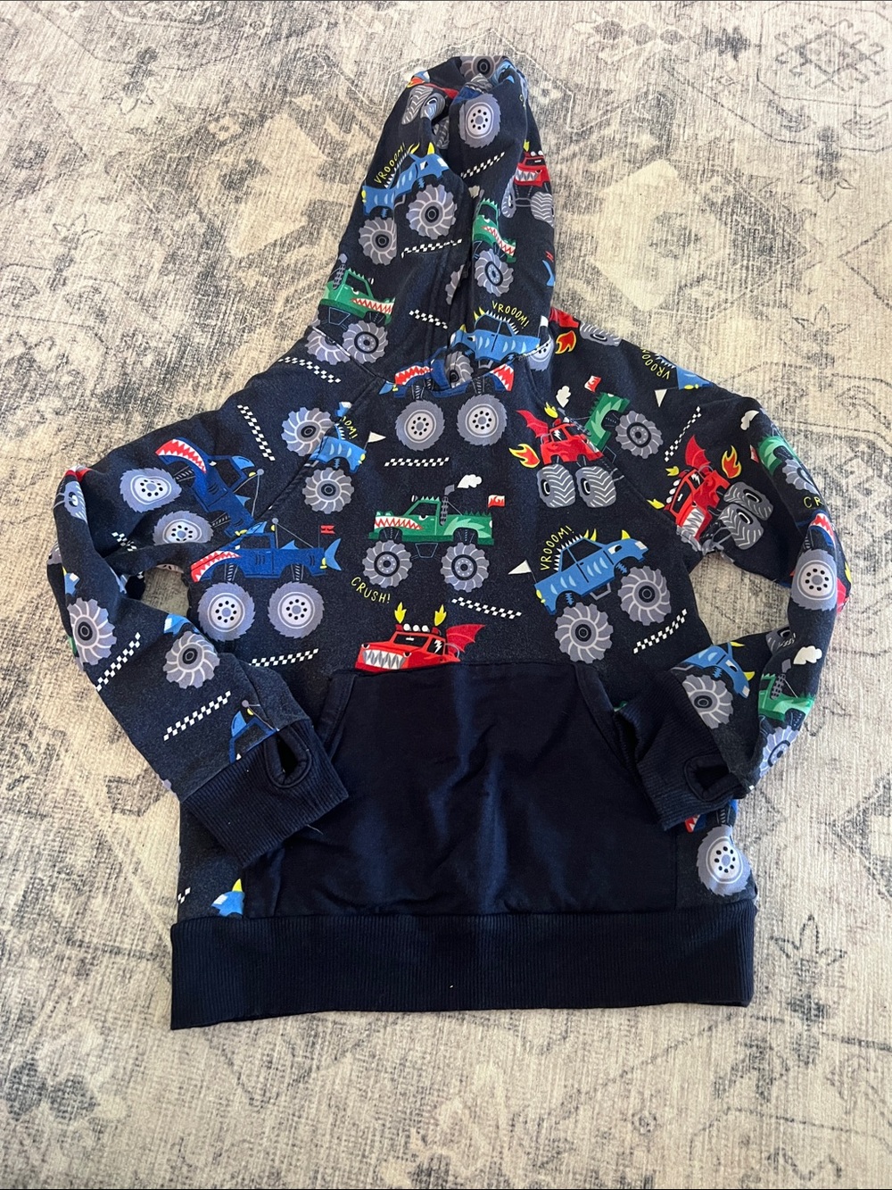 Little Sleepies Navy Monster Truck Hoodie Sweatshirt
